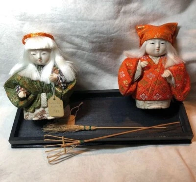 "Lote de 2 muñecas de porcelana vintage de 5,5"" de Kioto Japón Kabuki Set & Rastrillos #B2" Foto 1 de 4