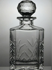 Schott-Zweisel Crystal "Tiffany" Cut Etched Golfer Square Decanter 9 7/8" - 15B - Picture 1 of 5