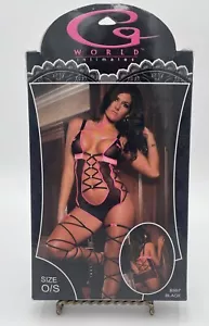 G World Intimates 2 Stück Criss Cross Passion Strampler & Strümpfe One Size Versiegelt Neu - Bild 1 von 5