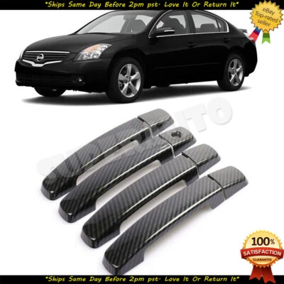 Fits 2007-2012 Nissan Altima CARBON FIBER PRINT Door Handle Covers NO Smartkey - Image 1 of 3