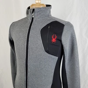 Spyder Waffle Maglia Pile Giacca Maglione Gioventù XL (18/20) Grigio Nero Full Zip - Foto 1 di 9
