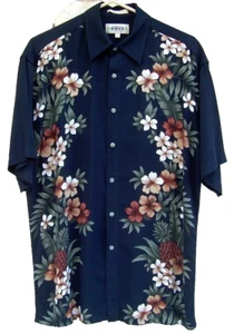 Campia Moda Hawaii Aloha Camp Hemd Herren M schwarz braun grün Hibiskus Blumen - Bild 1 von 6