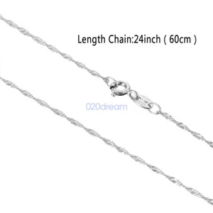 Real 925 Sterling Silver Necklace 1.2mm Wave Chain 24" Wholesale Stamped Italy - Picture 1 of 6