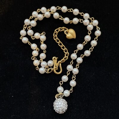 Collar Carolee Transparente Estrás Colgante Imitación Perla Tono Dorado F2 Foto 1 de 4