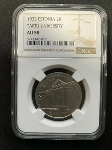 1932 Estonia 2 Krooni NGC AU58 - Picture 1 of 2