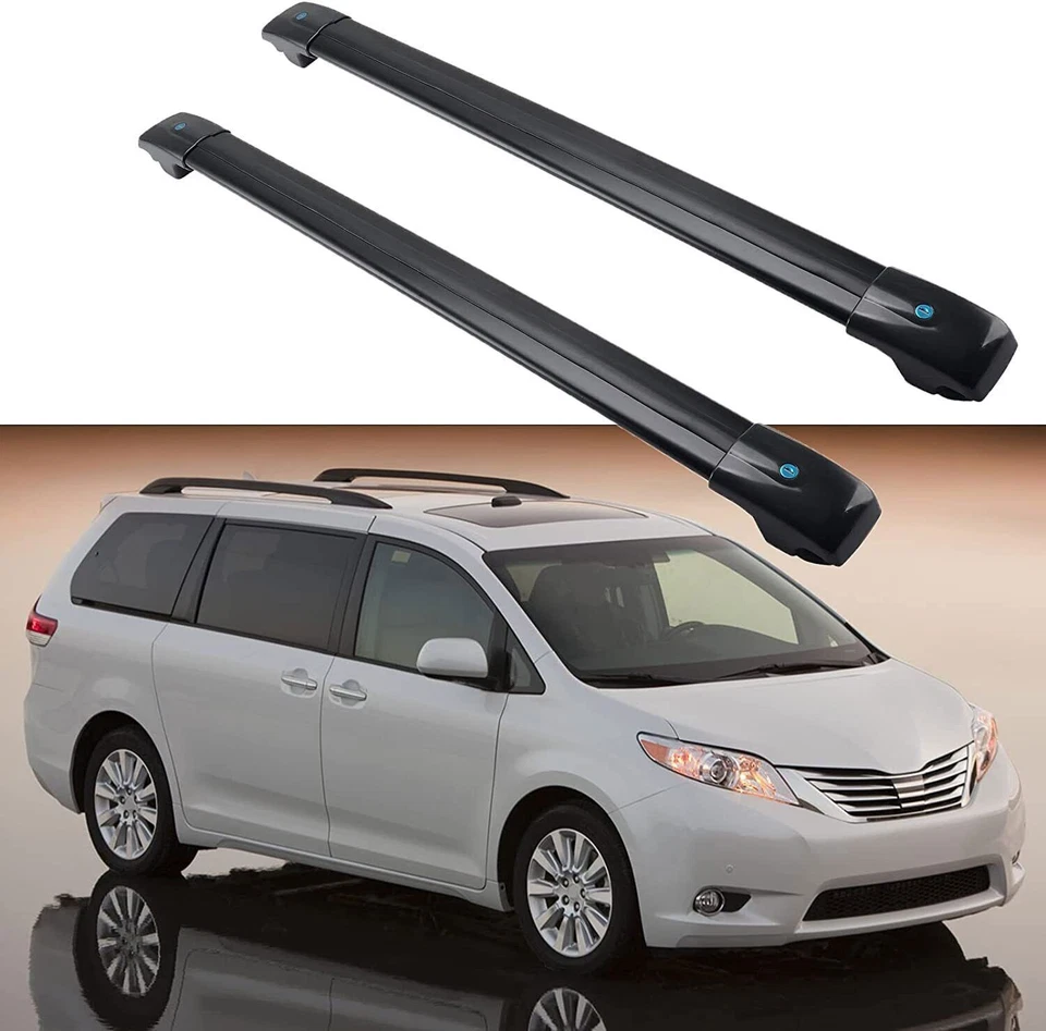 Barras transversales de carga para rieles de techo 2 piezas aptas para Toyota Sienna 2011-2020  Foto 1 de 4