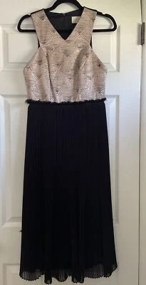 Vestido Anthropologie Nomad Morgan Carper Isobel Midi Metálico Talla 6 Negro Rosa Foto 1 de 4