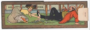 c1907 Novelty ~ Lady Pulls Man's Leg~Funny Antique Visual Pun Mail Card Postcard - Picture 1 of 5