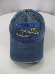 Showalter's Fly-In Außenposten Mütze Kappe Druckknopflasche blau Vintage Ohr Stürze Ontario Herren - Bild 1 von 16
