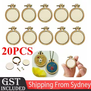 20 Packs Mini Embroidery Hoop Ring Wooden Cross Stitch Frame Kit For Hand Craft - Picture 1 of 12