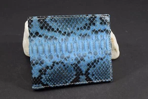 CARTERA MONEDERO HOMBRE AZUL CLARO PITÓN REAL HECHO A MANO CUERO FIRENZE 100 - Imagen 1 de 8