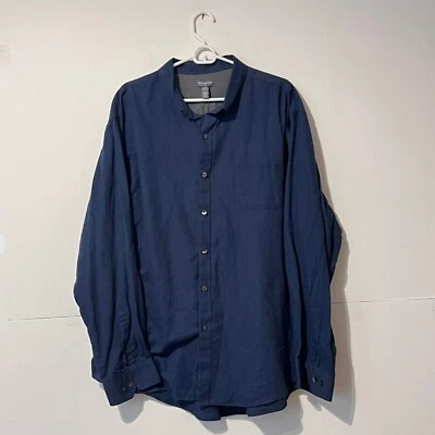 Camisa flexible Van Heusen para hombre talla 2XL 18-18,5 azul oscuro espiga gamuza suave Foto 1 de 4