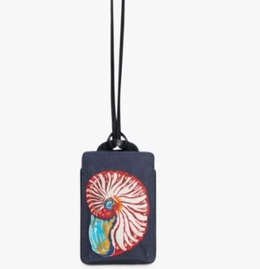 INOUI EDITIONS navy canvas and black leather Galapagos phone case with strap - Photo 1/19