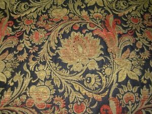8 4/8 YDS~CHENILLE  FLORAL SCROLLS CHENILLE UPHOLSTERY FABRIC FOR LESS