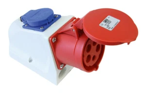 Wandsteckdose - COMBO 16A 5p 6h IP44 Wanddose mit integrierter Schuko-Steckdose - Bild 1 von 1