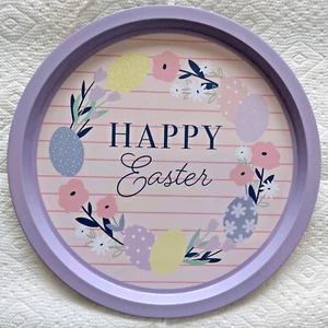 12" Round Metal Easter Tray - Picture 1 of 4