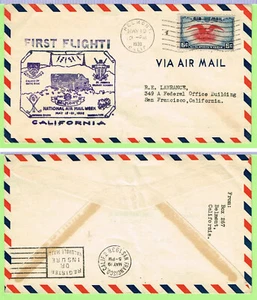 NAMW National Air Mail Week May 1938 Belmont CA, BS San Francisco - Bild 1 von 1