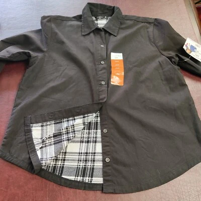 LEE RIDER SHACKET WOMAN LARGE BLACK  PLAID INTERIOR CAMP WORK CASUAL NORM BASIC - Image 1 of 4
