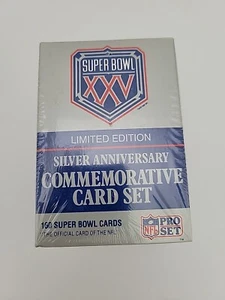 Set Carte Commemorative Super Bowl XXV Edizione Limitata Argento Anniversario Sigillato - Foto 1 di 4