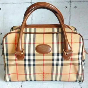 Burberry Boston Bag Nova Check Shadow Horse Canvas Leather color Brown USED - Picture 1 of 16