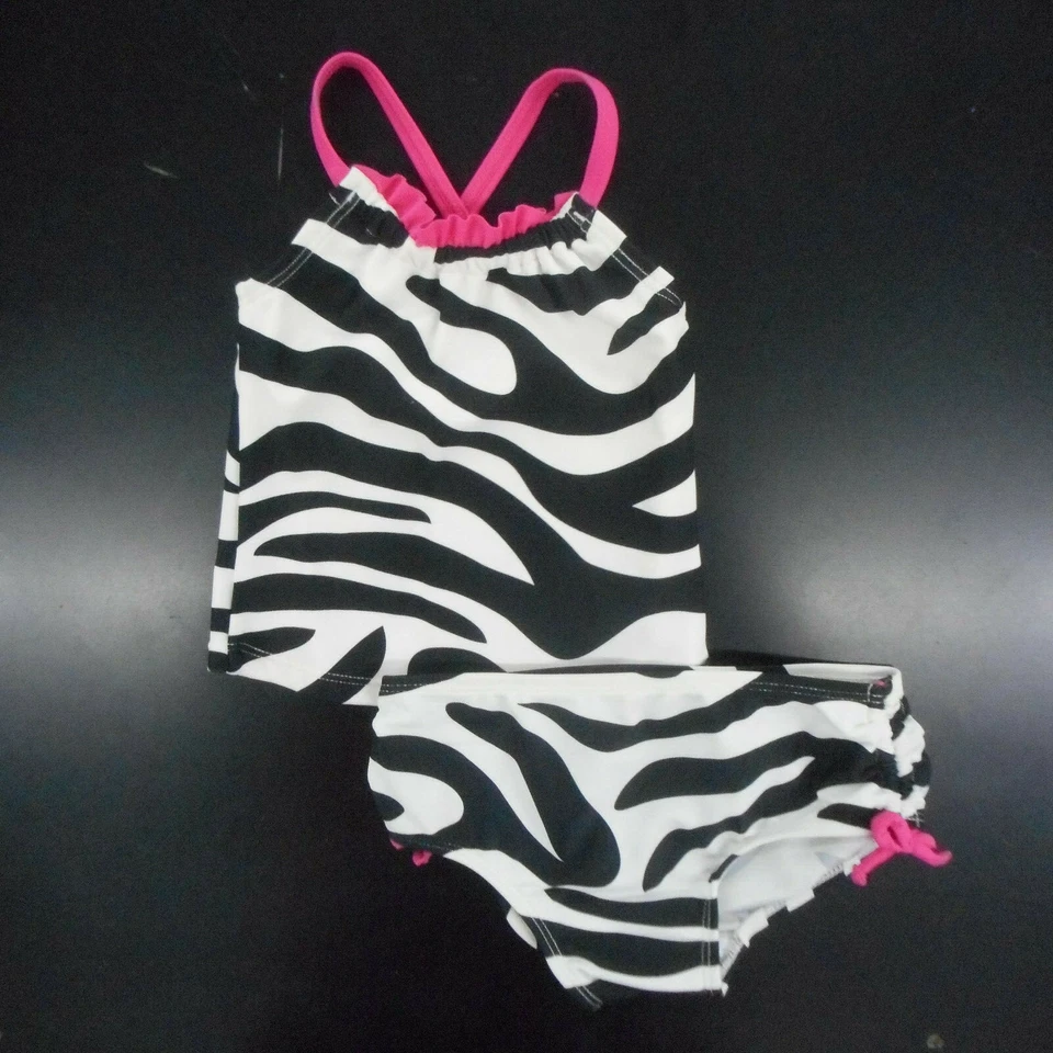 Infant Girls OshKosh Black & White Zebra Print 2PC Swimsuit Sizes 9Mth. & 18Mth. - Image 1 of 2