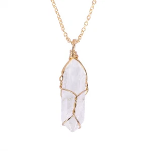 1Pc Hexagonal Stone Pendant Healing Natural Crystal Quartz Chakra Necklace Gifts - Picture 1 of 37