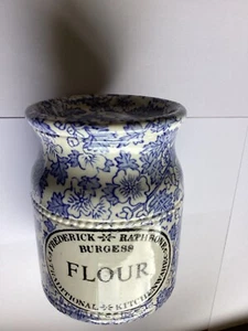 Coctelera/tamizador de harina vintage Burleigh azul y blanco Frederick Rathbone Burgess - Imagen 1 de 2