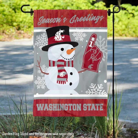 Washington State Cougars Holiday Winter Snow Garden Flag and Yard Banner Cover