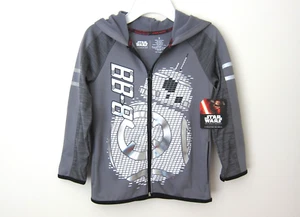 Kid Boy Size 5 Jacket Disney Star Wars Cartoon Movie Full-Zip Gray Active Hoodie - Picture 1 of 3