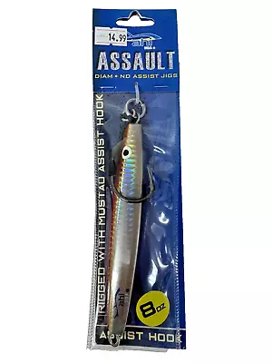 Ahi Assault Diamond Jigs 8 Oz bebê vermelho com gancho de assistência 3X gancho Mustad DJA-8-OR - Imagem 1 de 3