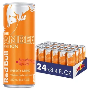 (24 Pack) Red Bull Energy Drink, Strawberry Apricot, Amber Edition, 8.4 Fl Oz - Picture 1 of 7