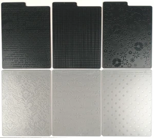 Sizzix Stampin Up Embossing Plates Set Of 6 Dots Harlequin Damask Weave S607 - Picture 1 of 7