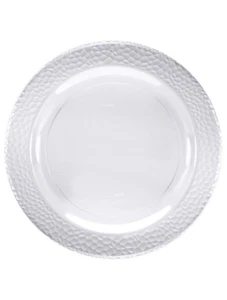 Washable Plastic Plate D25.5cm Embossed 10p Transparent | Creative Converting - Picture 1 of 1