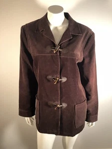 Vintage Womens Brown Corduroy Jacket Coat With Toggle Buttons Size XL 18 - Picture 1 of 12