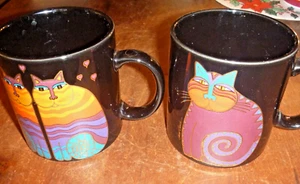 Vintage Laurel Burch 1988 Cat Mugs Black (2) - Picture 1 of 11