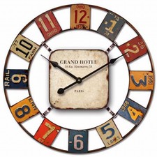 60cm Cafe Home Decorative Industrial Colour Squares Car Plates Metal Wall Clock