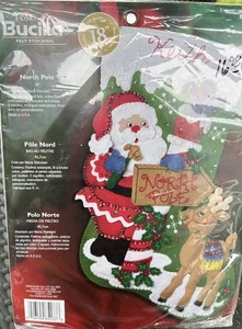 Kit Medias Navidad Fieltro Polo Norte 18" Bucilla #85177 Nuevo Kit Artesanal Sellado - Imagen 1 de 5