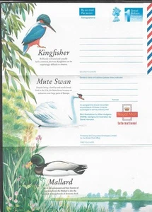 GREAT BRITAIN BIRDS PRE STAMPED AIRLETTER KINGFISHER FRESHWATER BIRDS MINT MNH - Picture 1 of 1