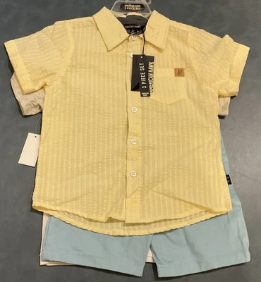American Hawk Little Boy’s Size 4T Yellow Dress Shirt Blue Shorts White T-Shirt  - Image 1 of 4