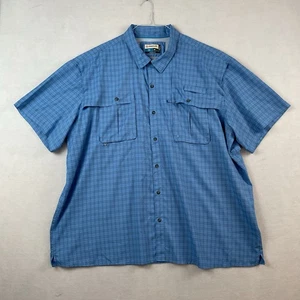 Magellan Outdoors Shirt Mens 4XL Blue Plaid Fish Gear Angler Fit Vented MagWick - Picture 1 of 10