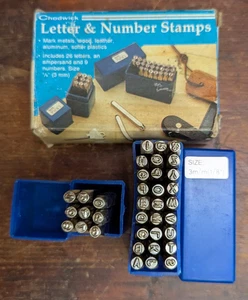 Set timbri punzonati vintage Chadwick 1/8" 3 mm lettere e numeri acciaio 36 pz A-Z e 0-9 - Foto 1 di 5