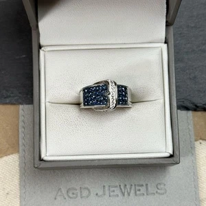 Italienische Kristallschnalle 2,00 ctw blau und weiß 18 Karat Gold Plt Größe 7 - Bild 1 von 4