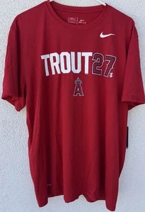 Nike DriFit Los Angeles Angels Mike Trout 27 rotes T-Shirt XL neu mit Etikett UVP 45 $ - Bild 1 von 7