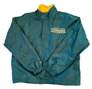 Pullover reversibile vintage Green Bay Packers 1/4 zip giacca grande go pack go - Foto 1 di 12
