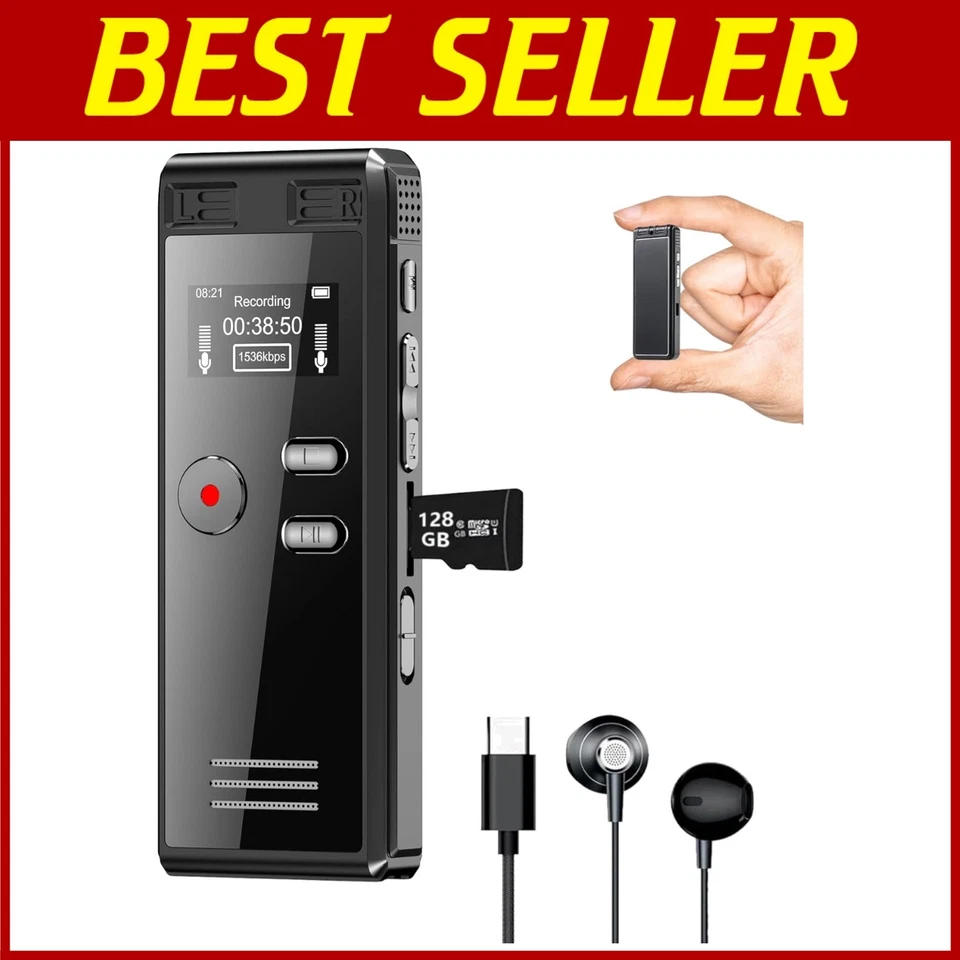 Voice Activated Recorder 128GB - Noise Cancelling - Image 1 of 4