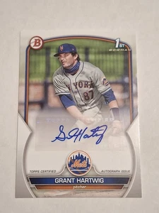 2023 GRANT HARTWIG BOWMAN AUTOGRAPHED AUTO ROOKIE CARD RC #PPA-GH NY METS - Picture 1 of 3