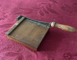 Small Antique Guillotine Tabletop Paper Cutter with Wood Handle - Picture 1 of 6