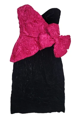 Vestido De Colección Murray Arbeid Terciopelo Aplastado Rosa Caliente Negro Sweetheart Saks 5 Ave Foto 1 de 4