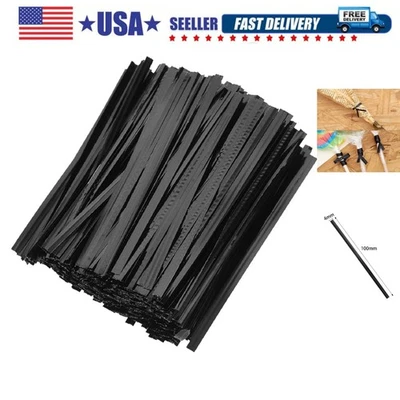 800 Pcs 4" Metallic Twist TiesBlack for Bakery Ties, Candy Bags, Coffee Bags,... - Image 1 of 4