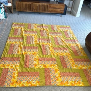 Trapuntino coperta trapuntato patchwork vintage colori vivaci anni 70 metà secolo completo - Foto 1 di 6